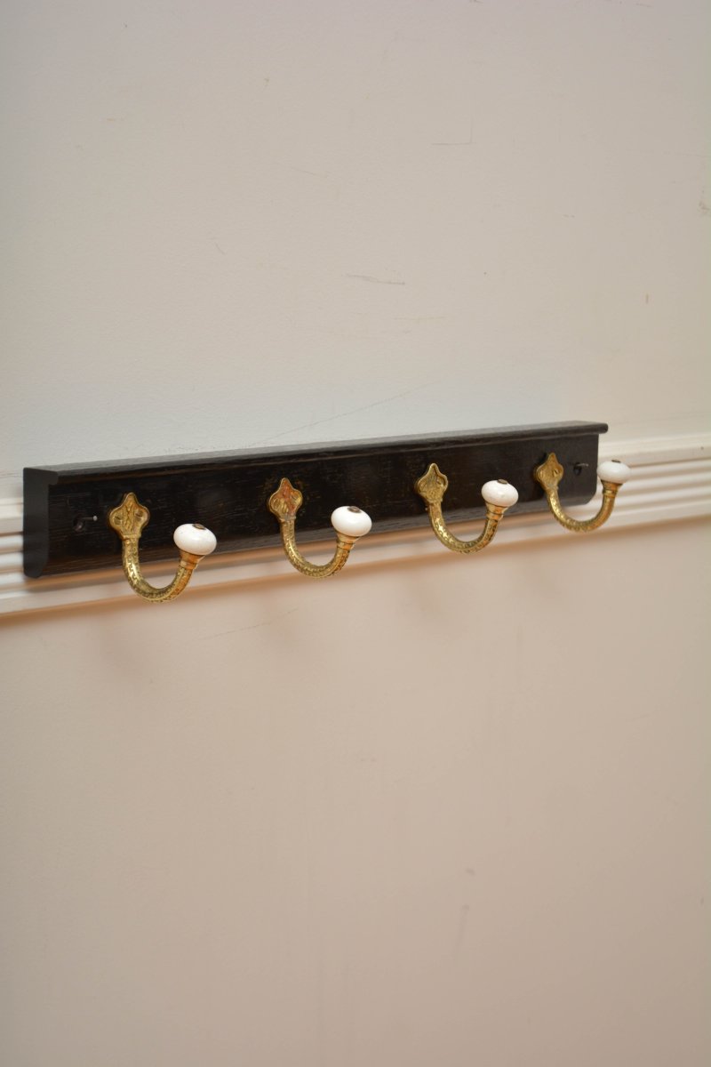 Victorian Coat Rack Ebonised Coat Hooks - Image 2
